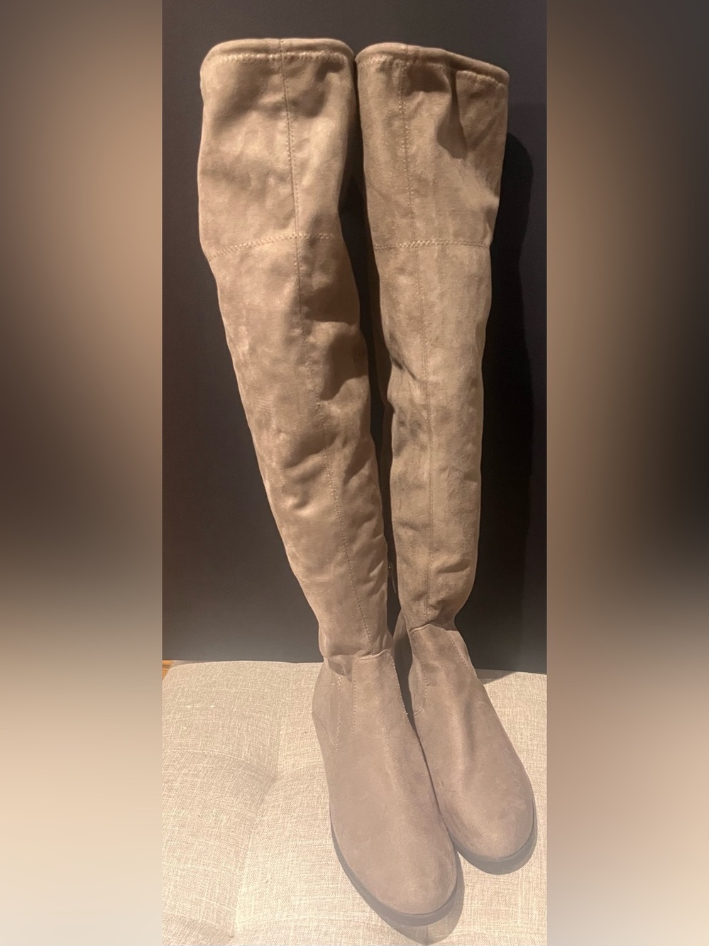 Taupe Suede Over-the-Knee Boots